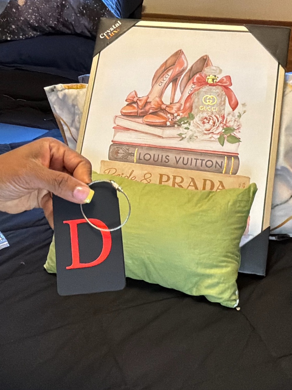 Black Luggage Tag with Red 'D' Monogram- NWT
